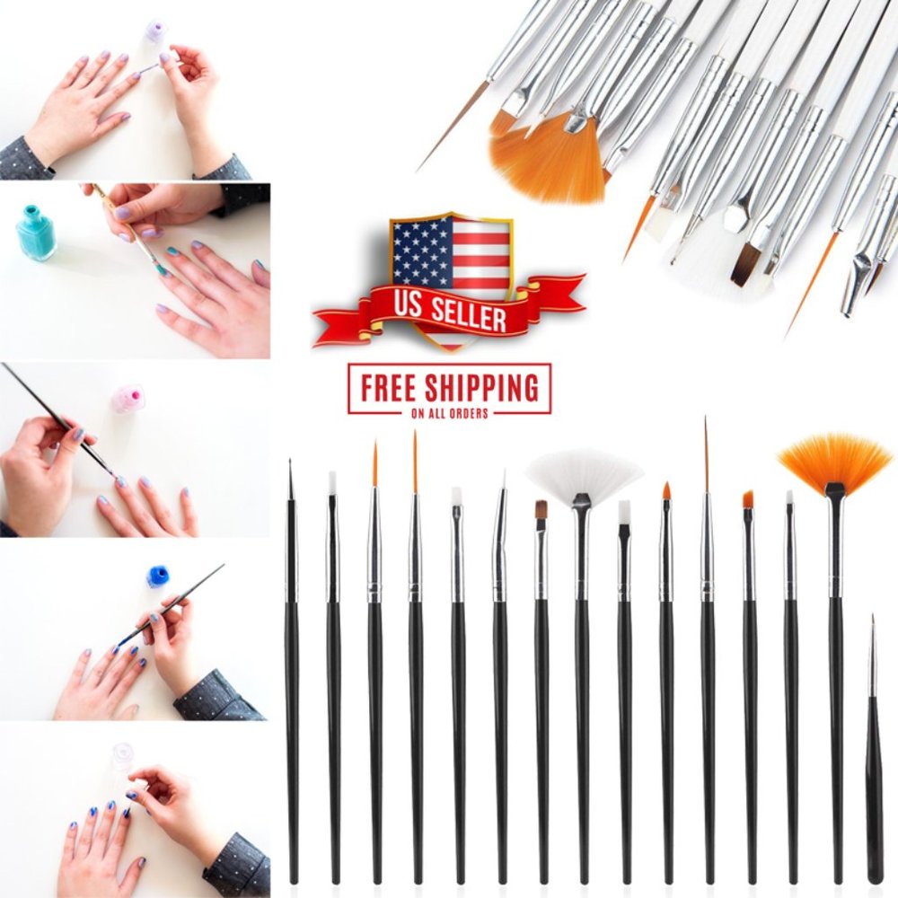 15PCS/Set Nail Art Design Dotting Painting Drawing Polish Brush Pen Tools UV Gel